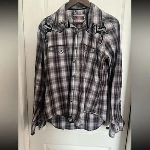 Rock 47 Men’s Long Sleeve Plaid‎ Shirt Sz L